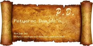 Petyerec Damján névjegykártya
